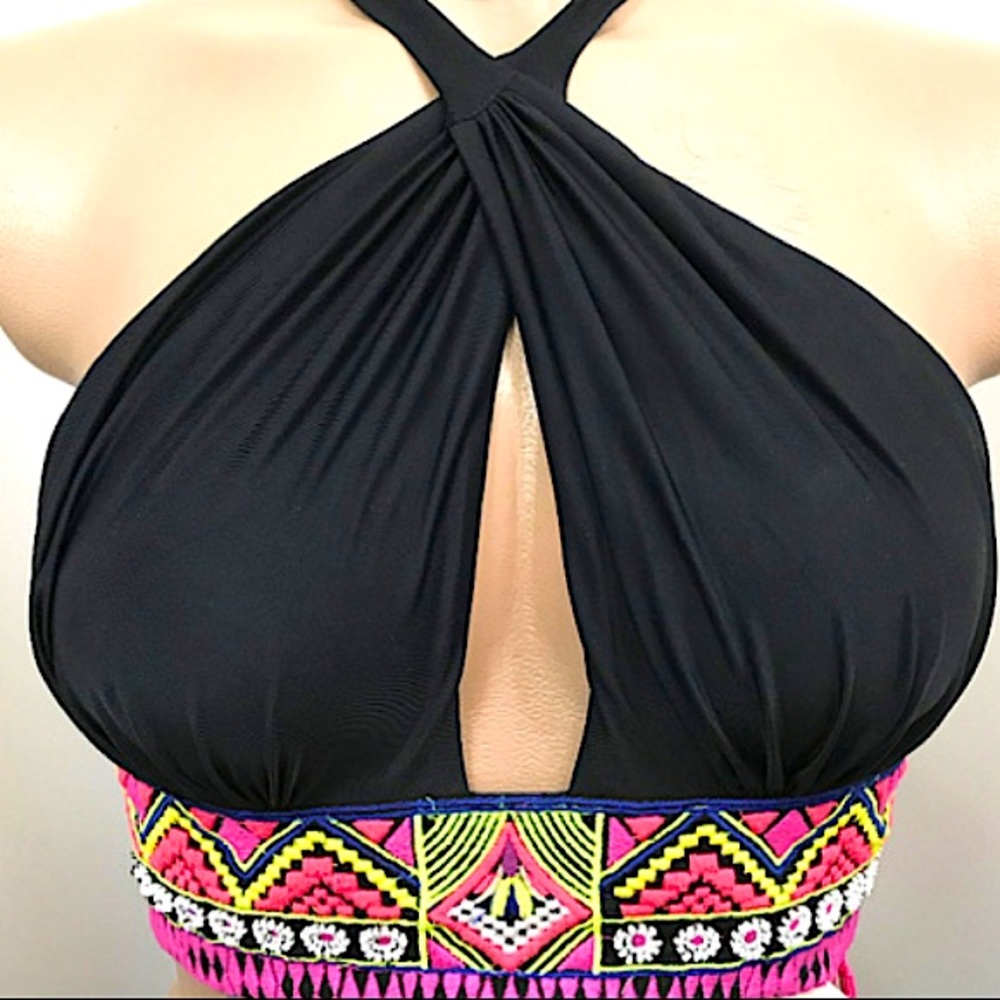 6 Shore Road Embroidered/Beaded Cabana Bikini Top